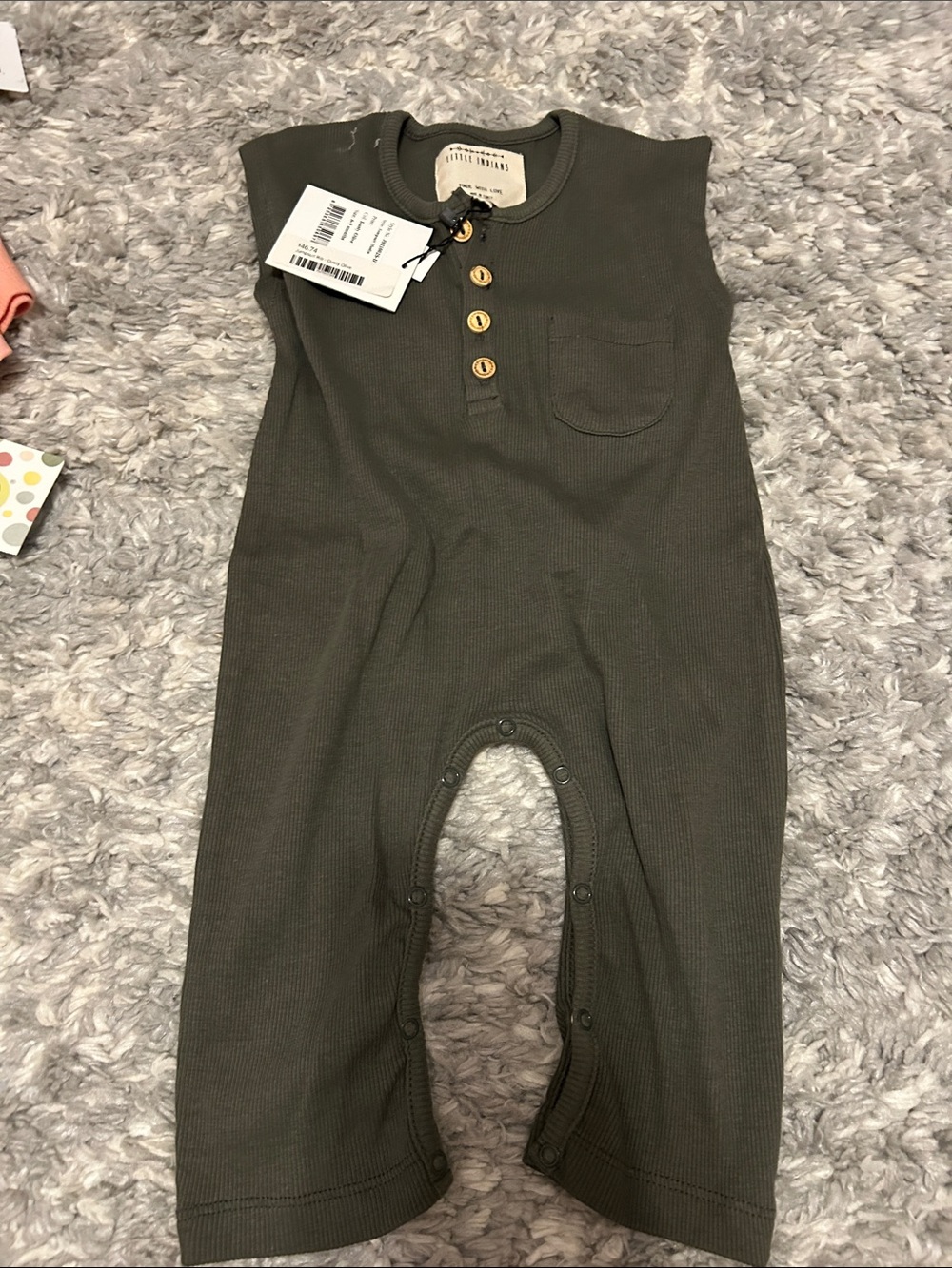 Organic Ribbed Olive Green Baby One-Piece Romper